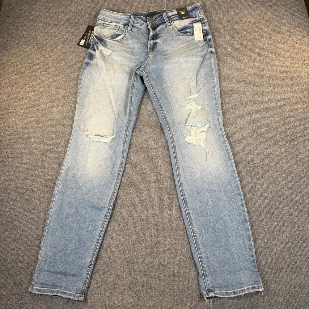 Silver Jeans Co Boyfriend Mid Rise‎ Distressed Jeans Light Wash 30x29 #3142
